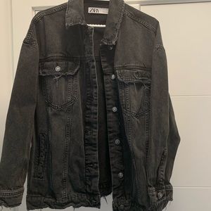 Distressed Black Zara Jean Jacket